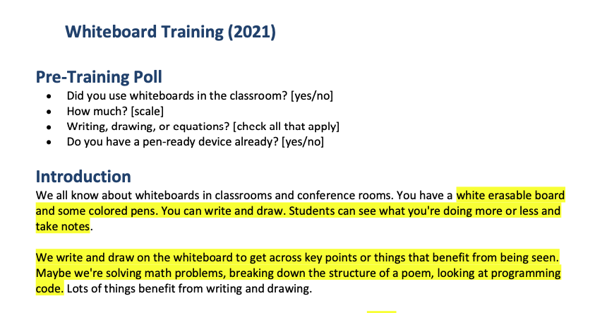 Whiteboard Workshop Script Screenshot